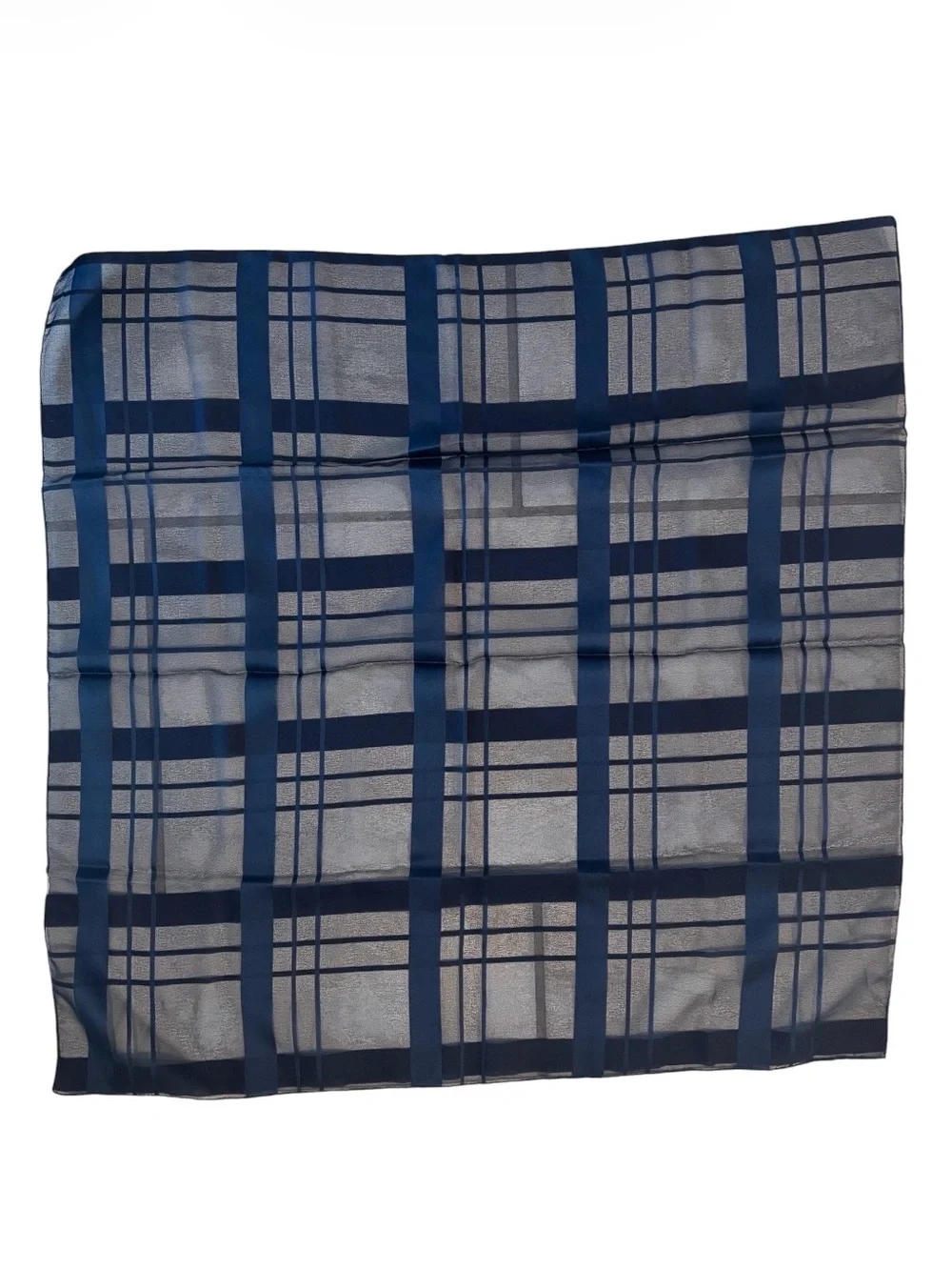 Blue Sheer and Satin Squared Scarf